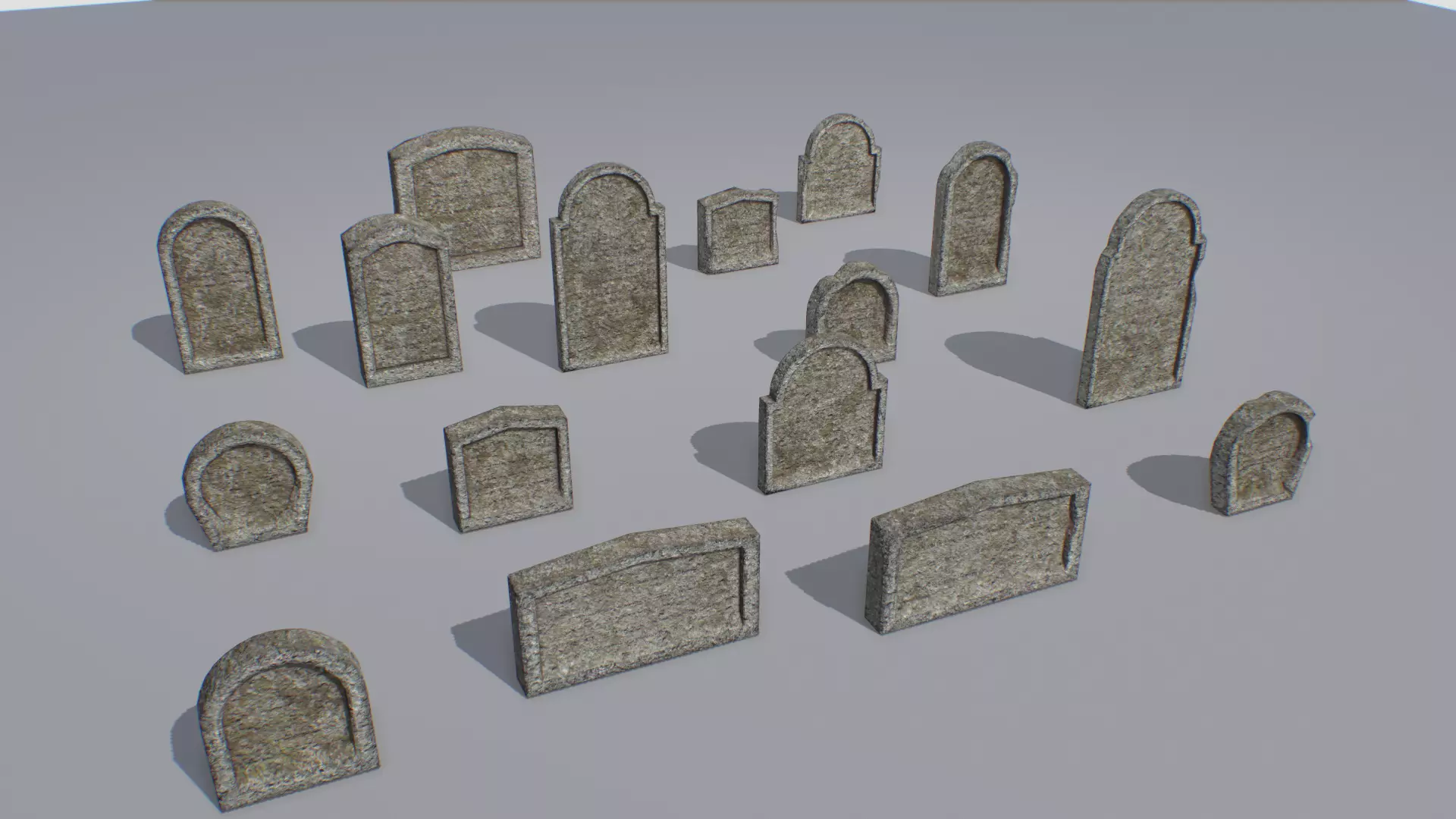 Gravestones pack 8 Low-poly 3D model