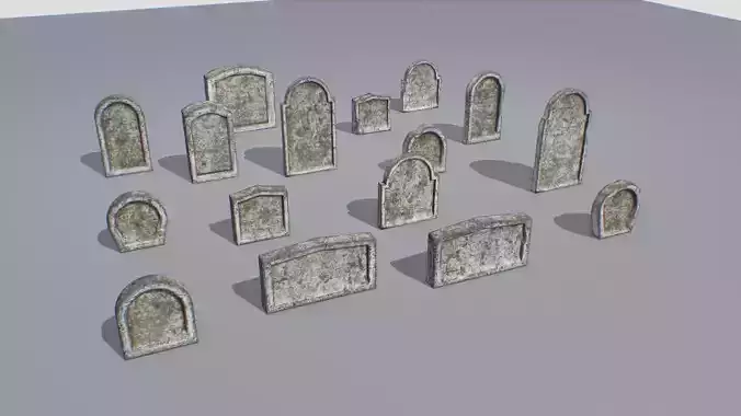 Gravestones pack 9 Low-poly 3D model