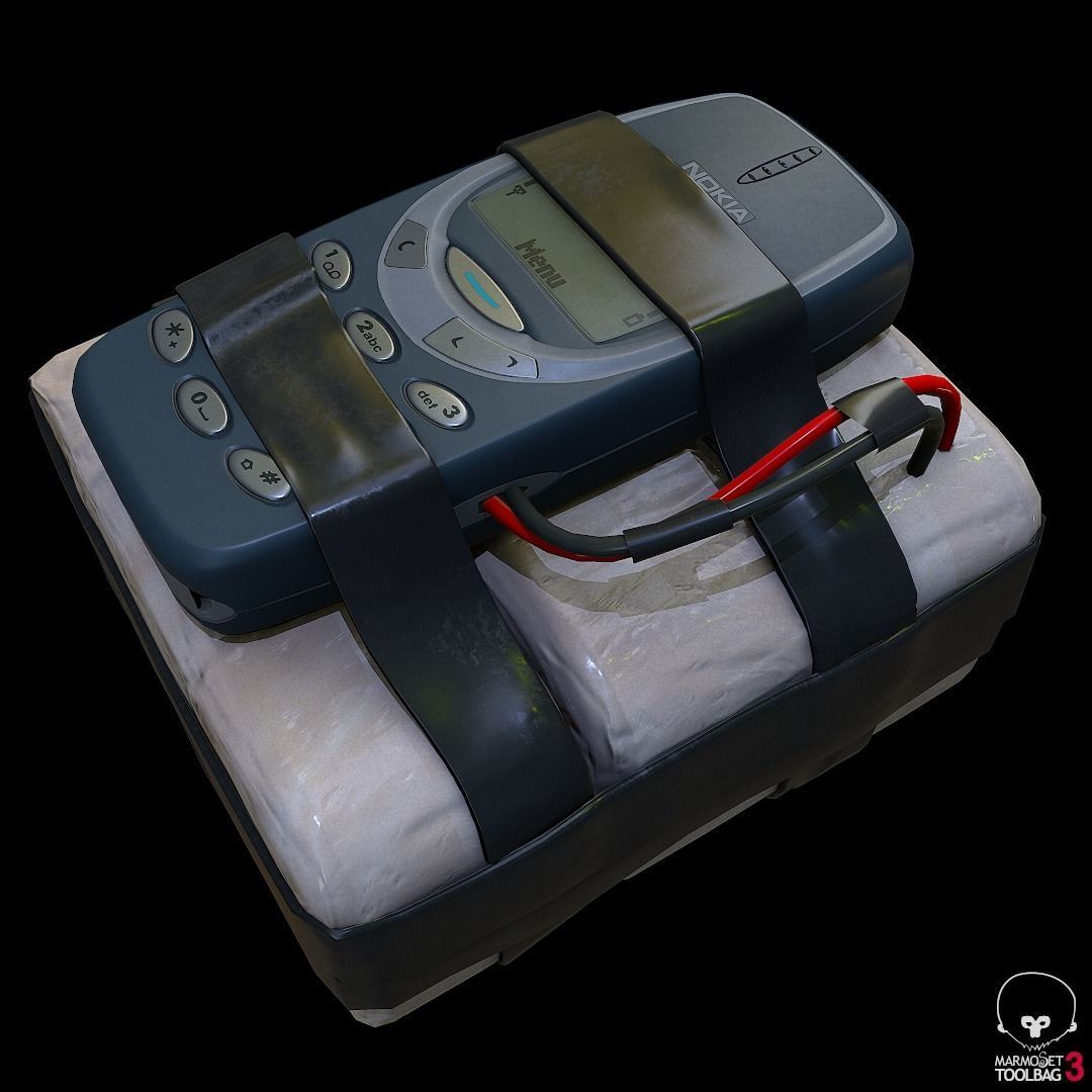 improvised explosive device with cellphone detonator  Low-poly 3D model_6