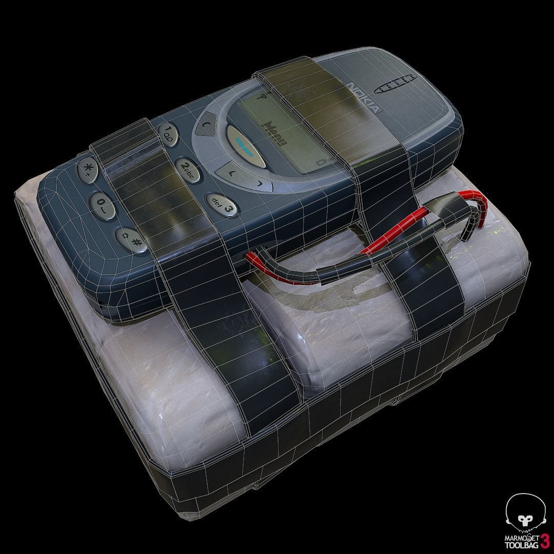 improvised explosive device with cellphone detonator  Low-poly 3D model_7