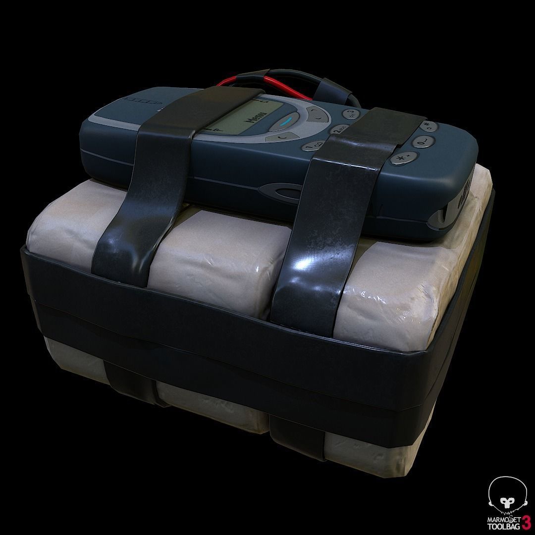 improvised explosive device with cellphone detonator  Low-poly 3D model_4