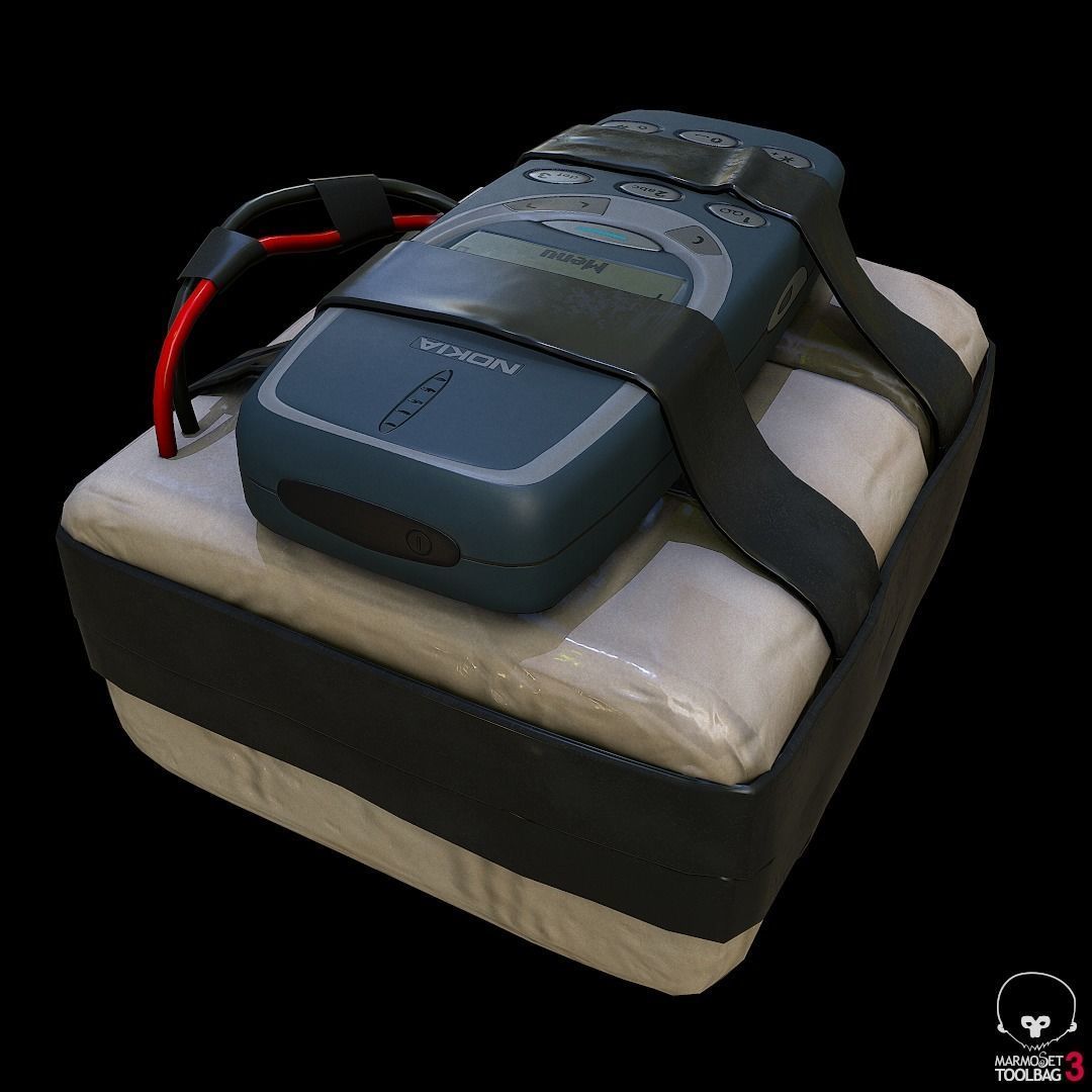 improvised explosive device with cellphone detonator  Low-poly 3D model_5
