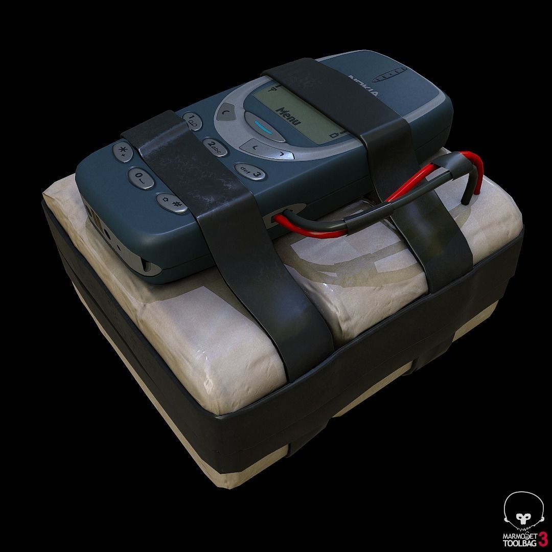 improvised explosive device with cellphone detonator  Low-poly 3D model_3