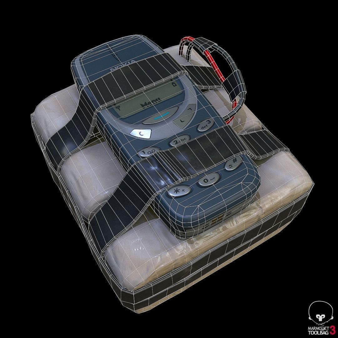 improvised explosive device with cellphone detonator  Low-poly 3D model_2