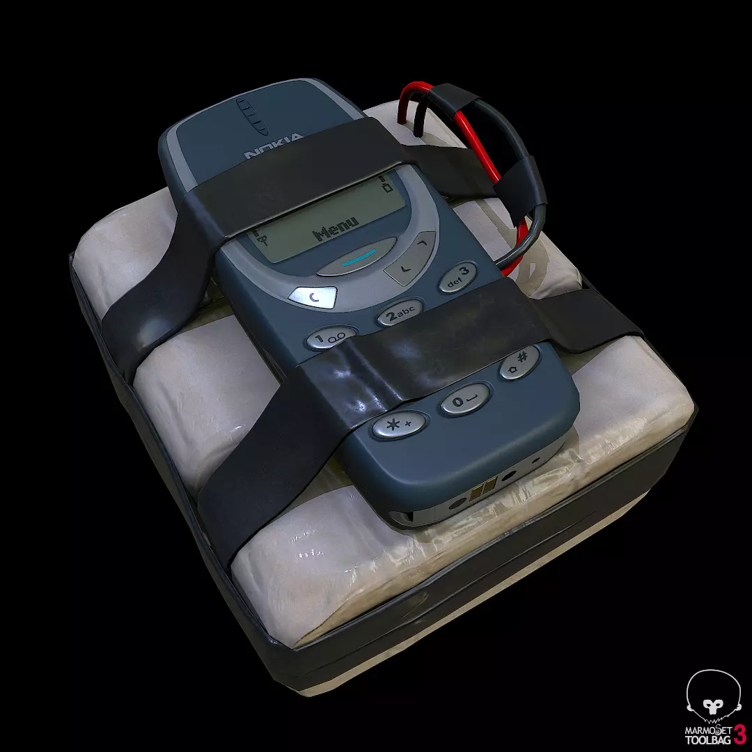 improvised explosive device with cellphone detonator  Low-poly 3D model_0