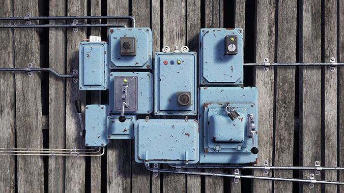 Electrical Boxes PBR Low-poly 3D model