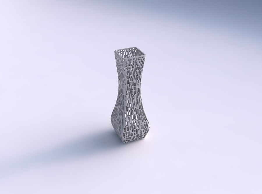 Vase larger opening rectangle with dense organic lattice 2 3D print model