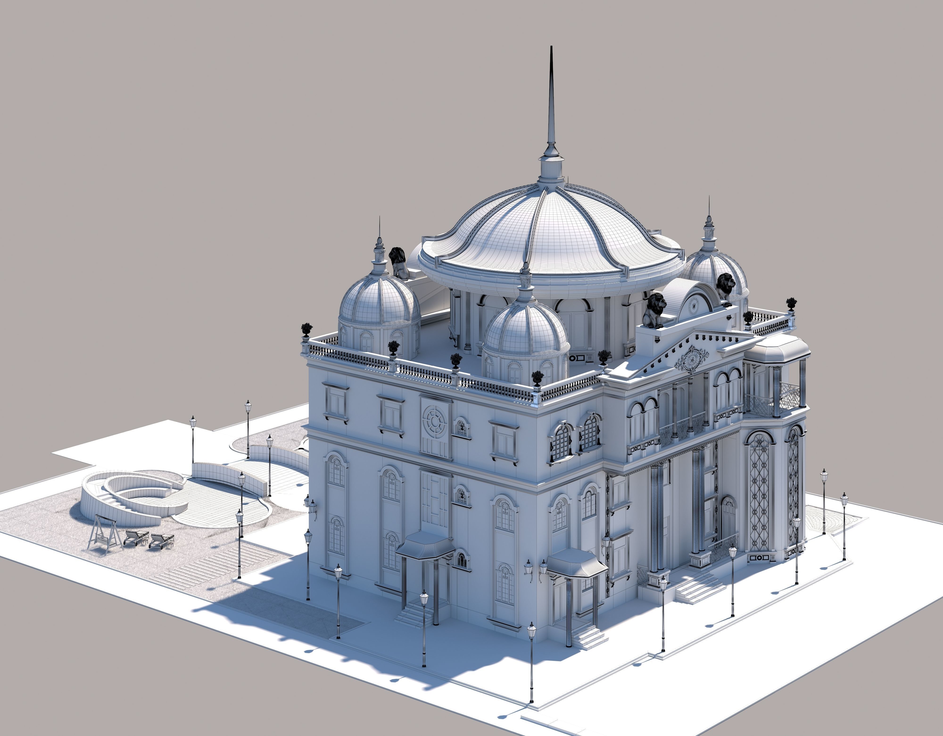 villa classic home 3D model_9