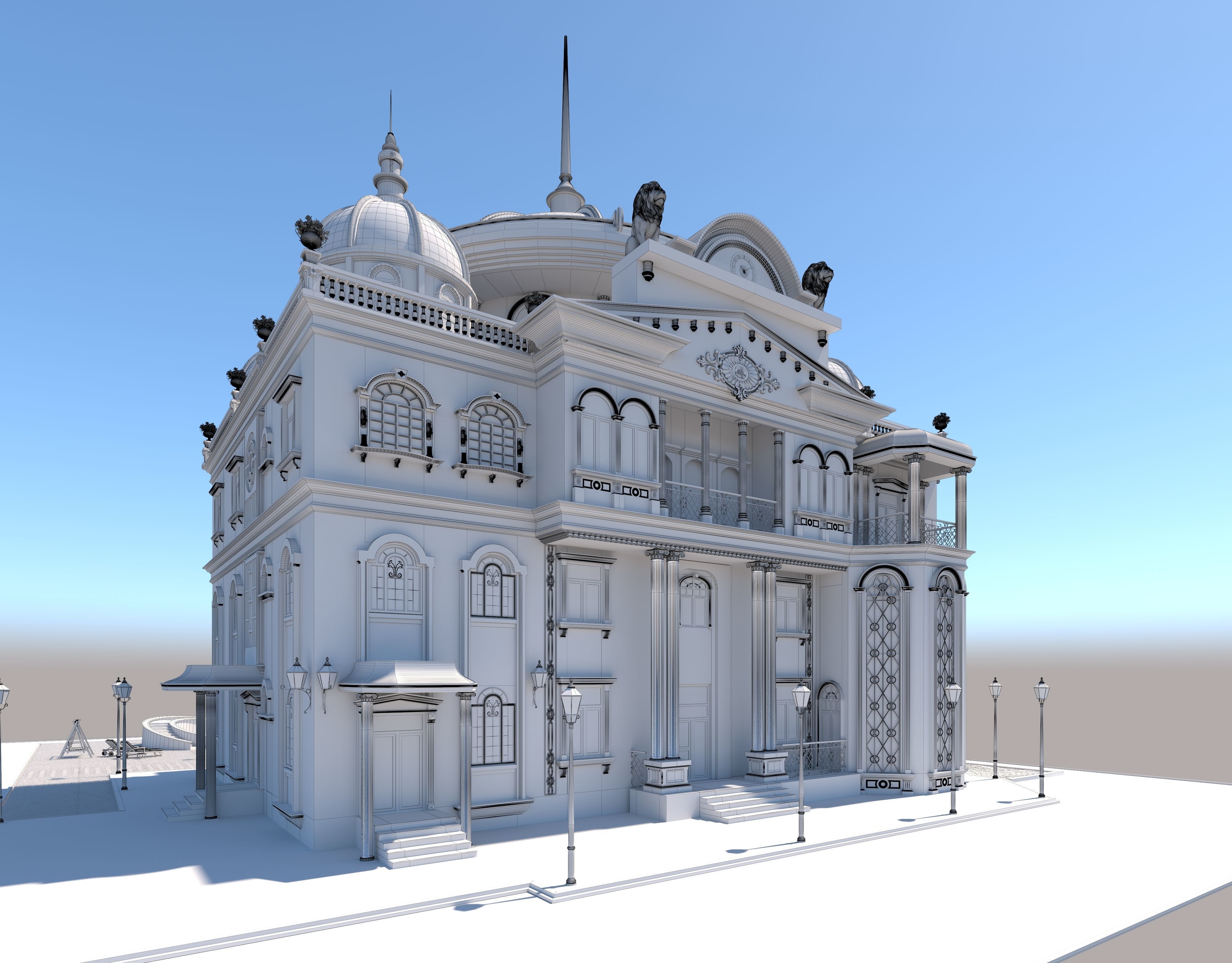 villa classic home 3D model_1