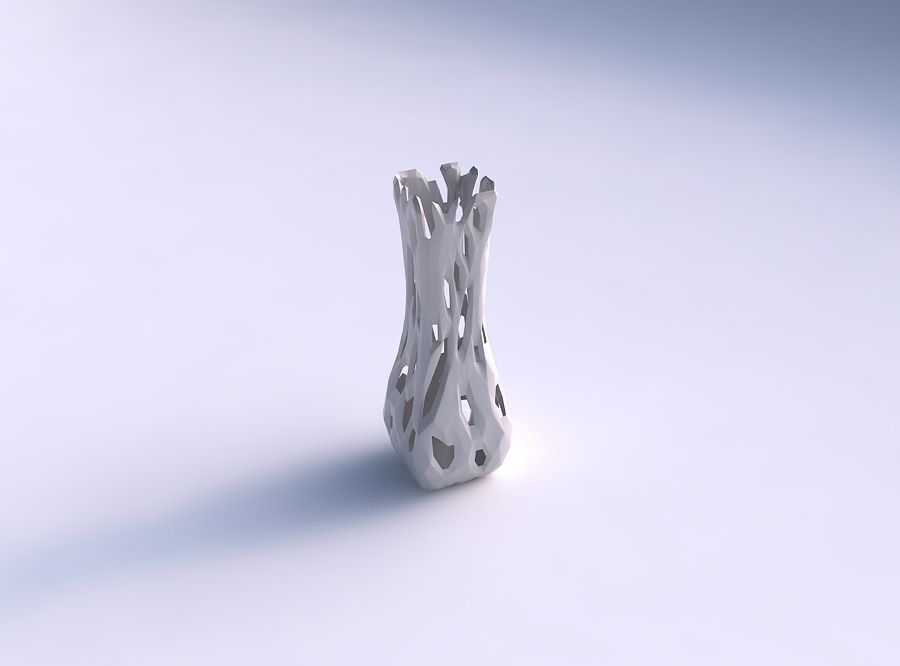 Vase larger opening rectangle with faceted cuts 3D print model