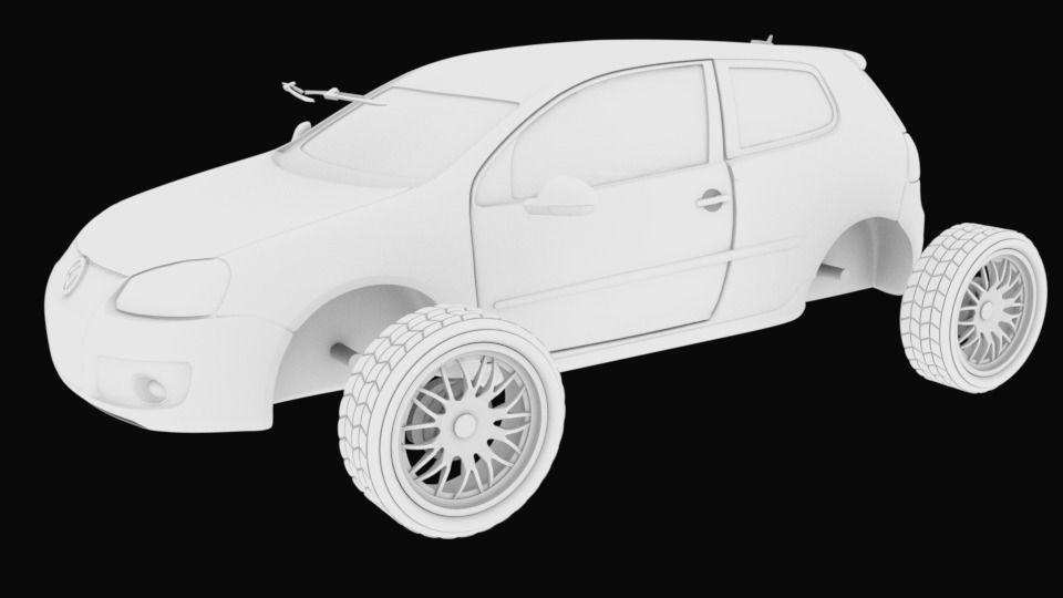 Golf car with separated parts stl for 3D printing 3D print model_7