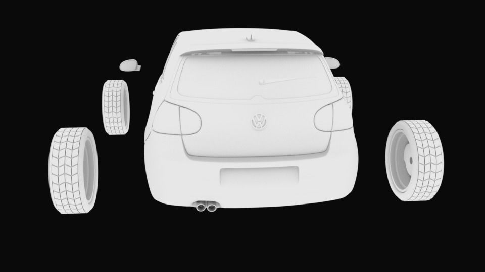 Golf car with separated parts stl for 3D printing 3D print model_9