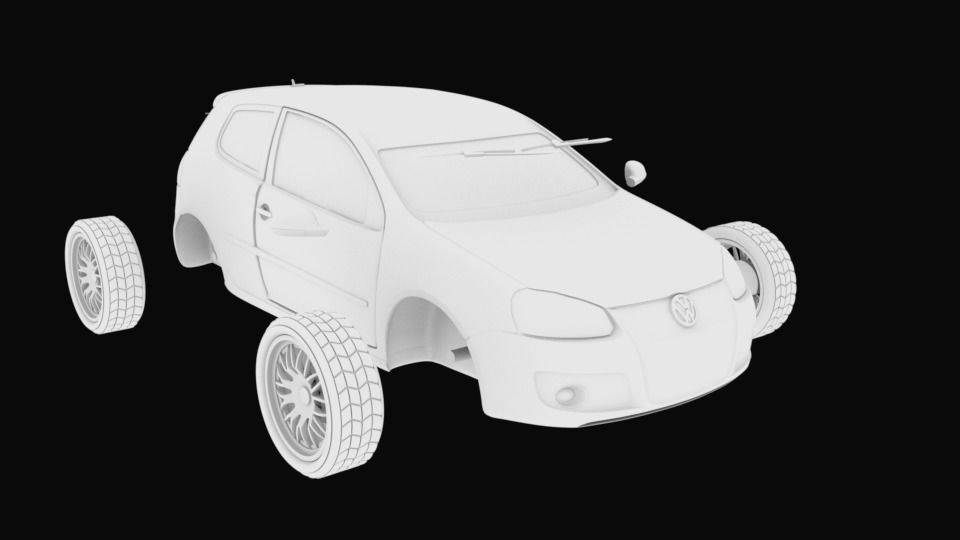 Golf car with separated parts stl for 3D printing 3D print model_6