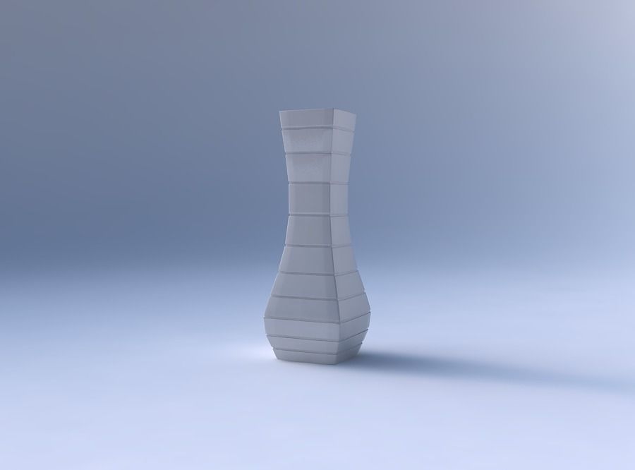 Vase larger opening rectangle with hard horizontal dents 3D print model_4