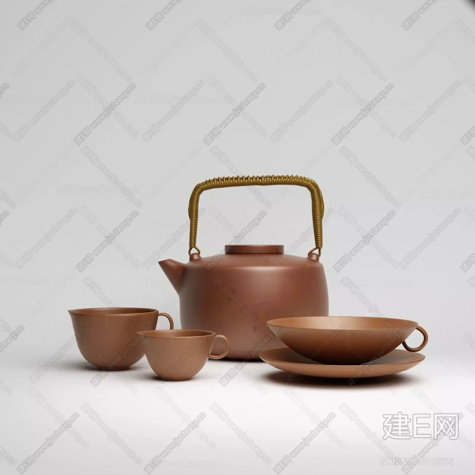 Purple Clay Teapot Free 3D model