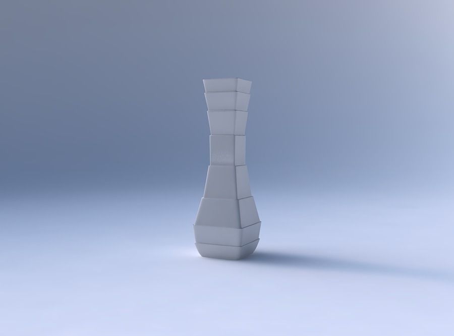 Vase larger opening rectangle with horizontal layers 3D print model_4
