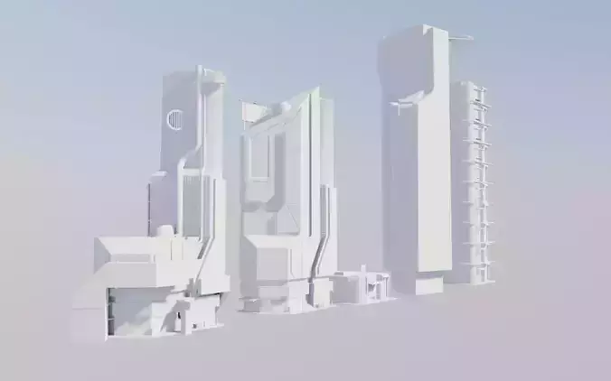 futuristic buildings  3D model