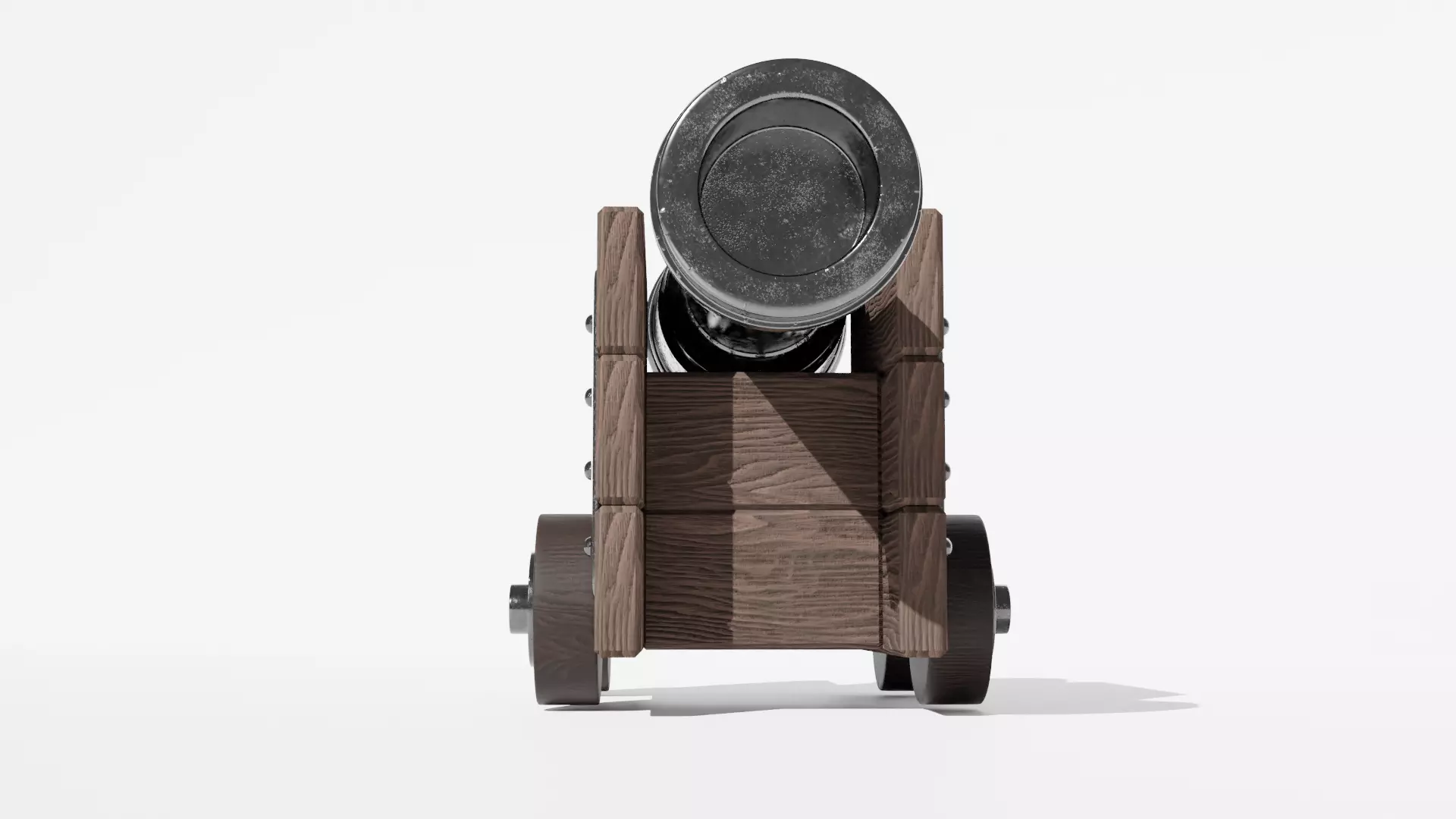Canon wooden cannon Low-poly 3D model