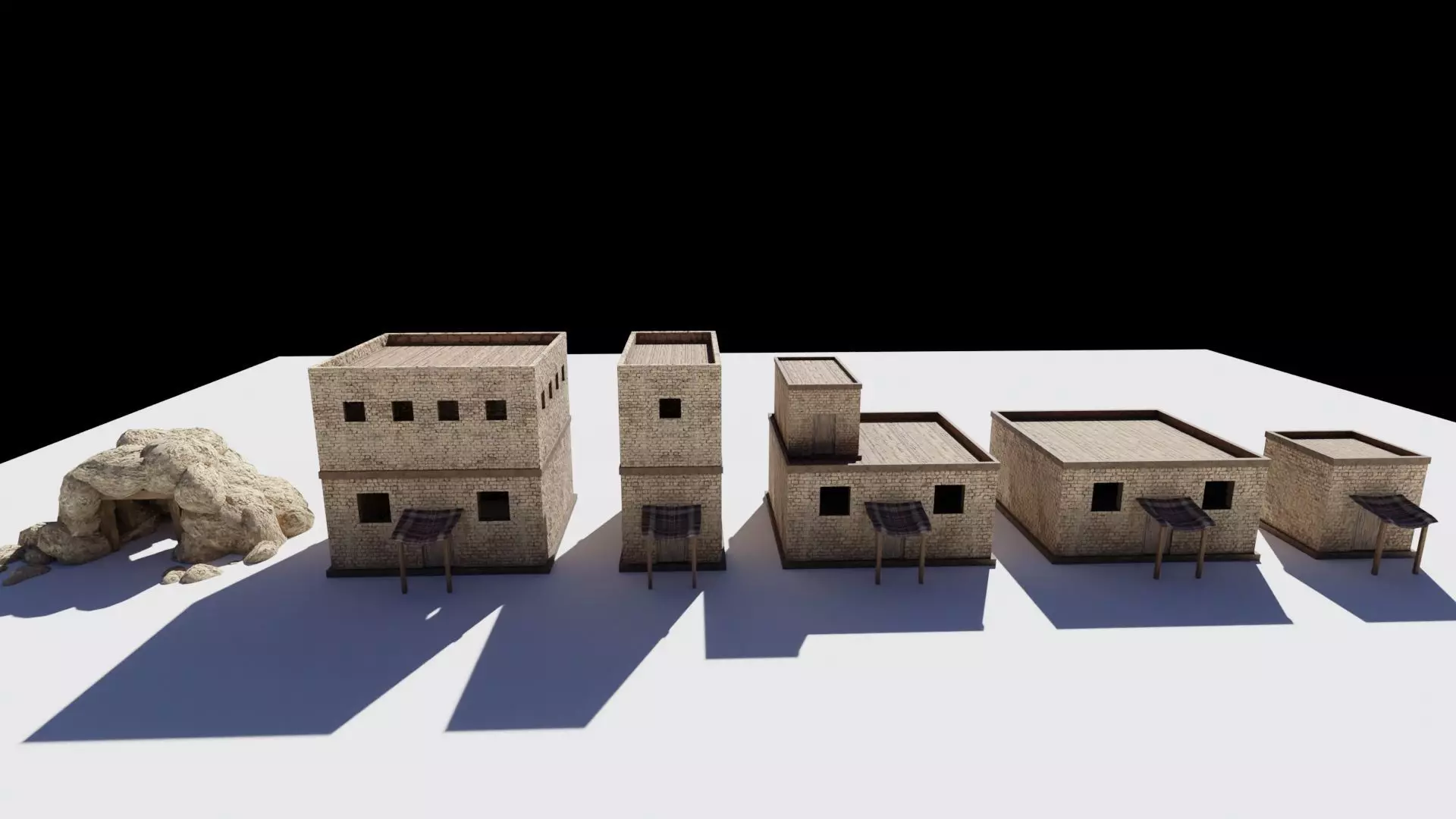 desert Houses Low-poly 3D model_0