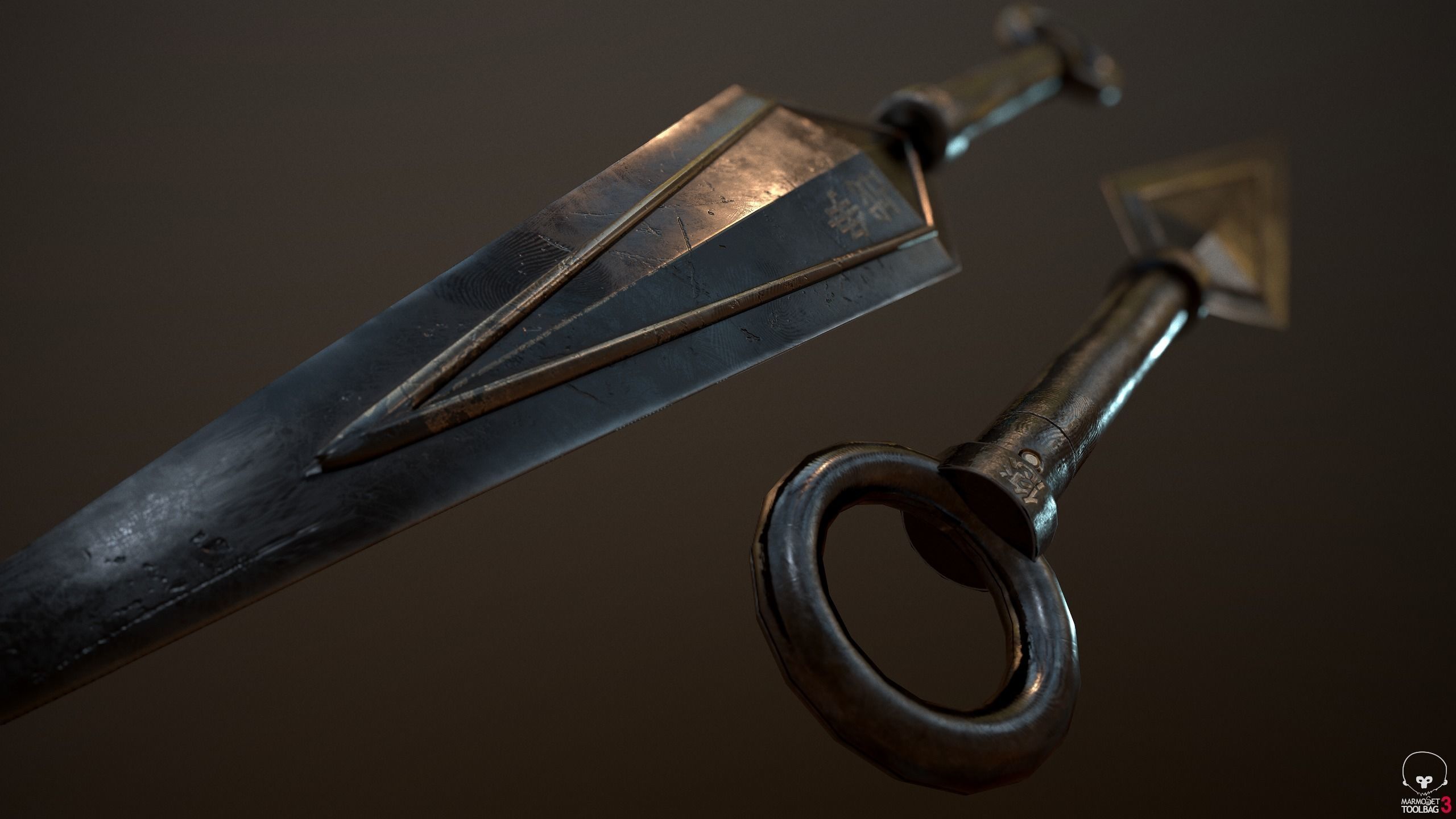 Game Ready Kunai Blade Low-poly 3D model_2