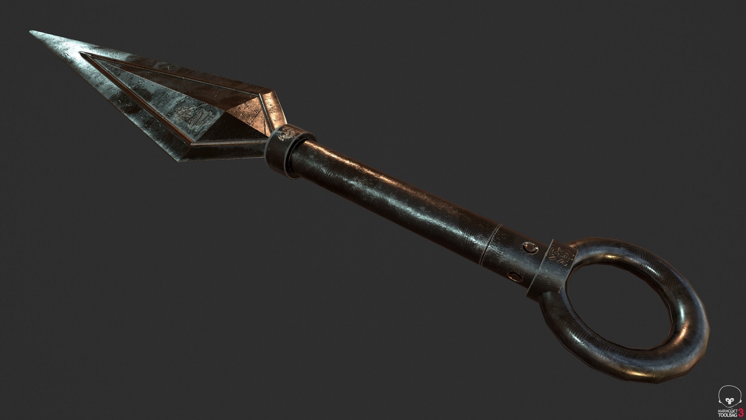 Game Ready Kunai Blade Low-poly 3D model_1