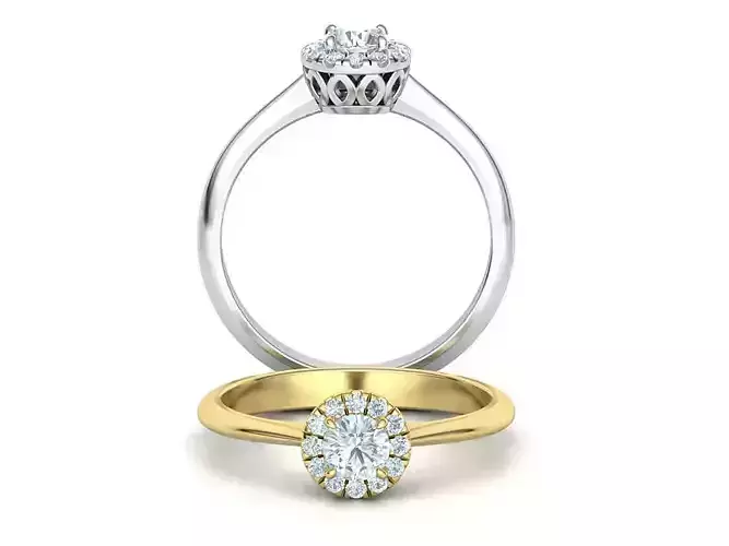 Vintage Style Halo Engagement ring 30pt main Stone 3dmodel 3D print model
