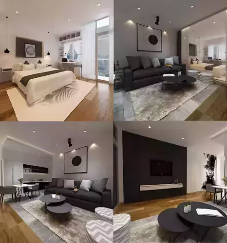 Apartment Interior 3D Model 3dsMax Vray Render