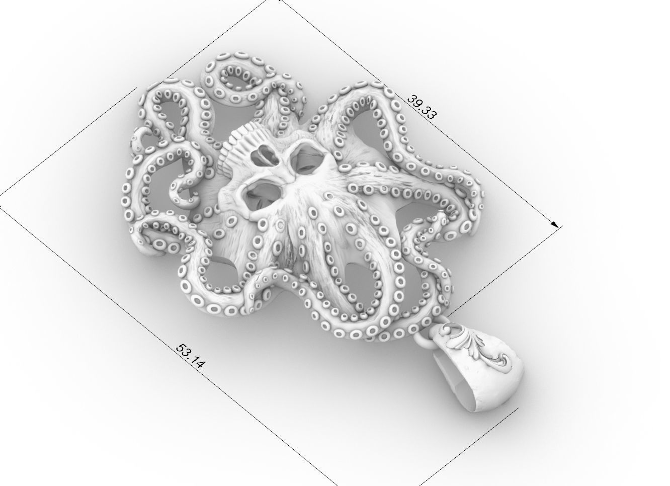Octopus skull pendant cnc 3d model  3D print model_7