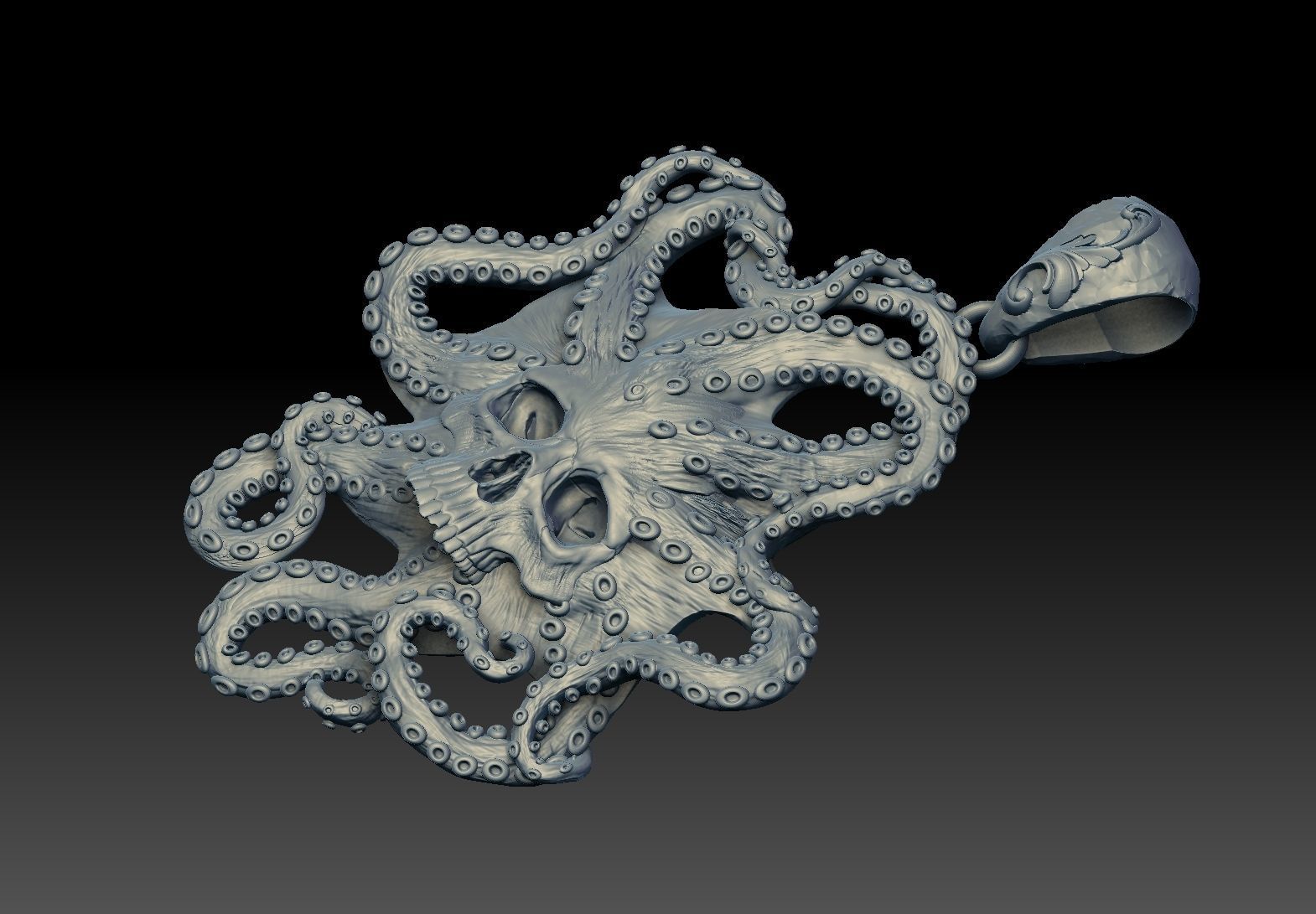 Octopus skull pendant cnc 3d model  3D print model_9