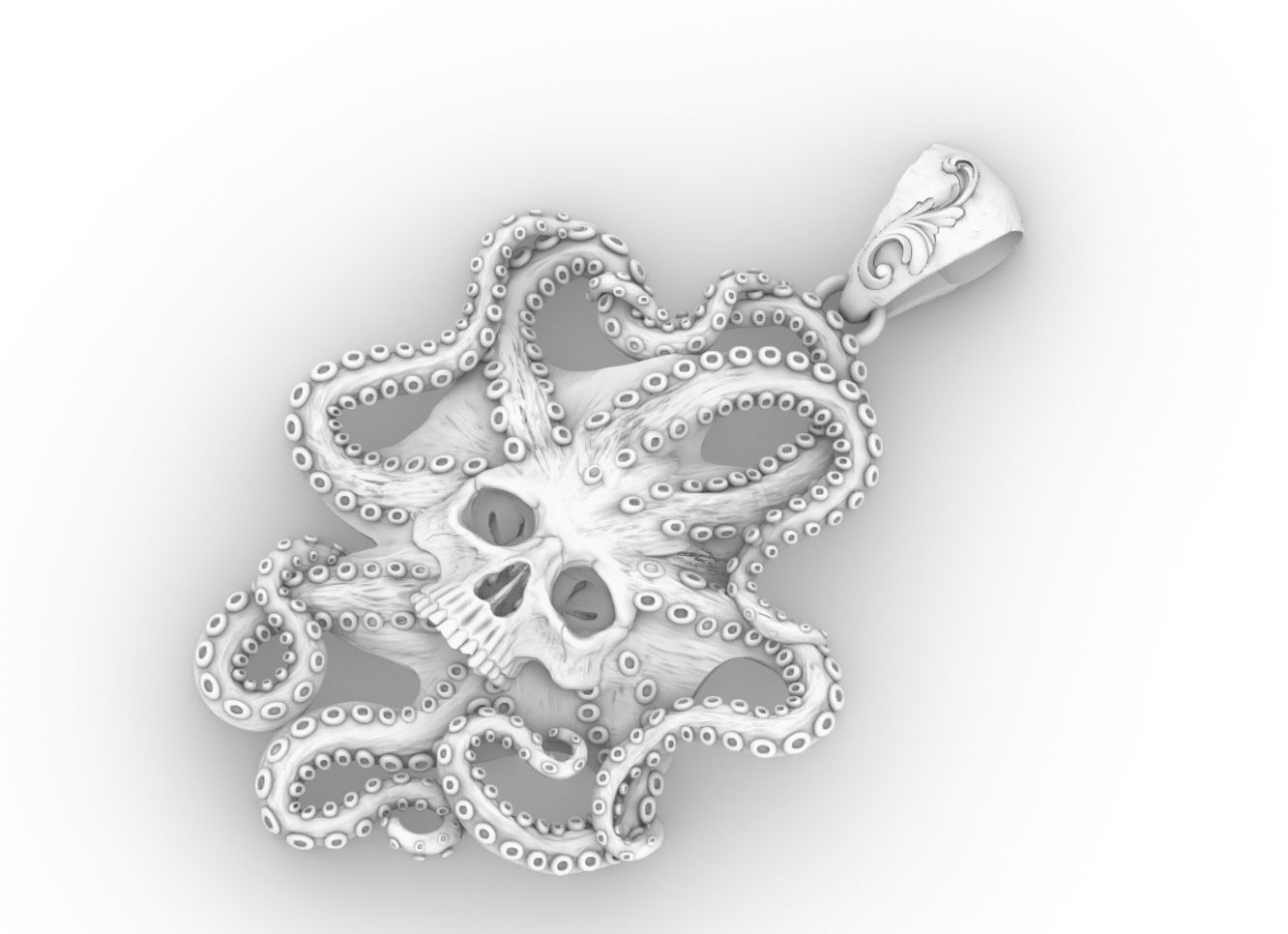 Octopus skull pendant cnc 3d model  3D print model_2