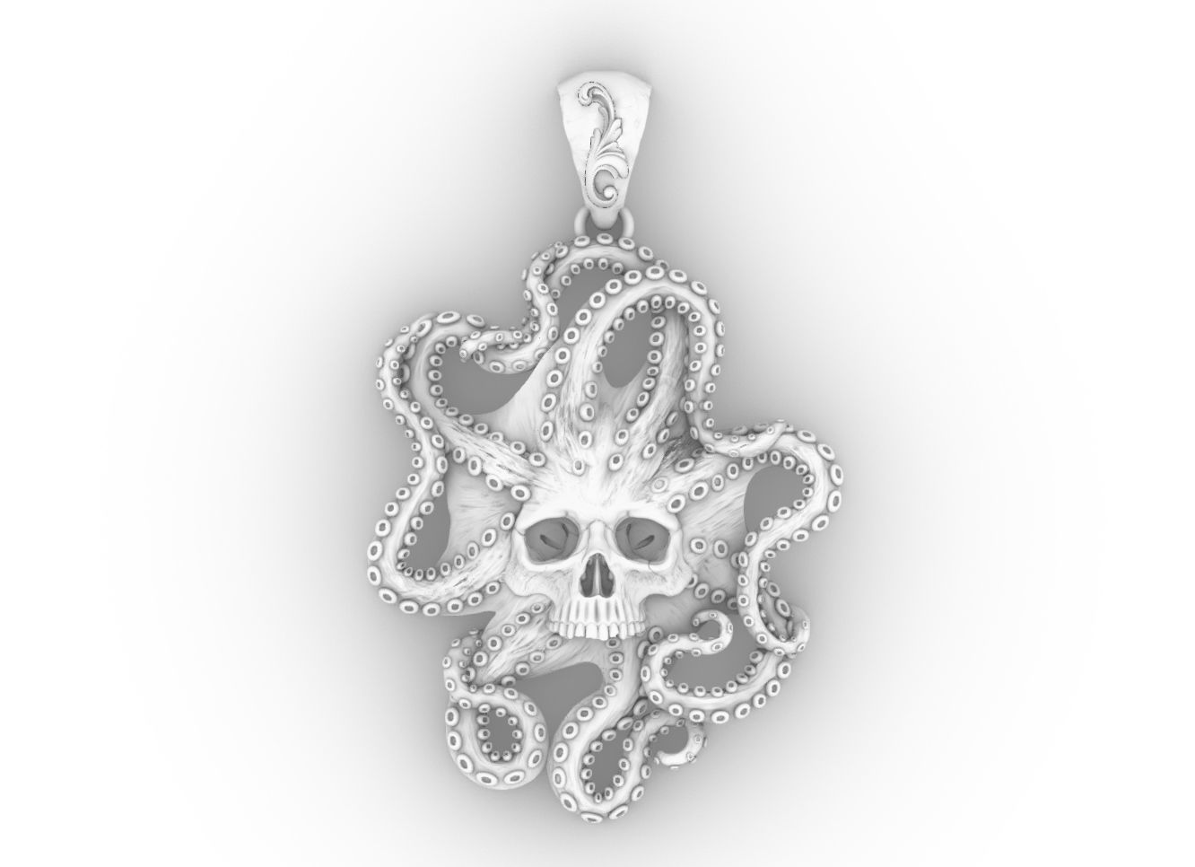 Octopus skull pendant cnc 3d model  3D print model_5