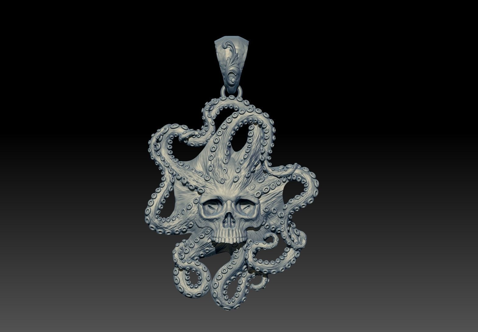 Octopus skull pendant cnc 3d model  3D print model_11