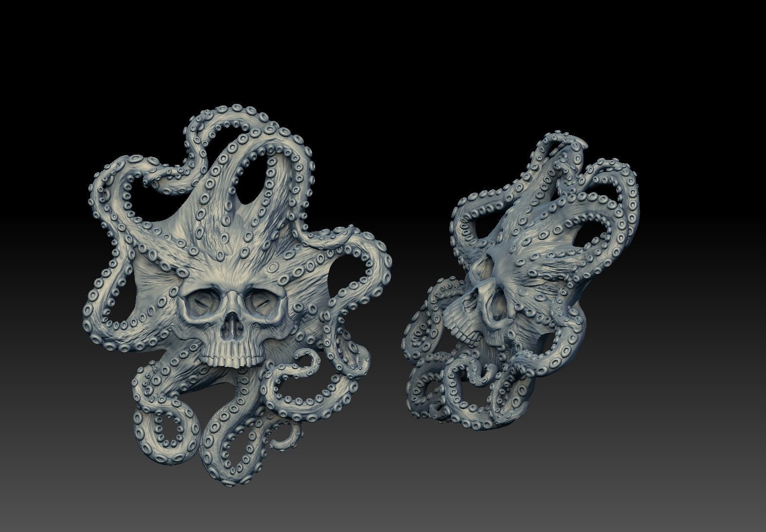 Octopus skull pendant cnc 3d model  3D print model_6