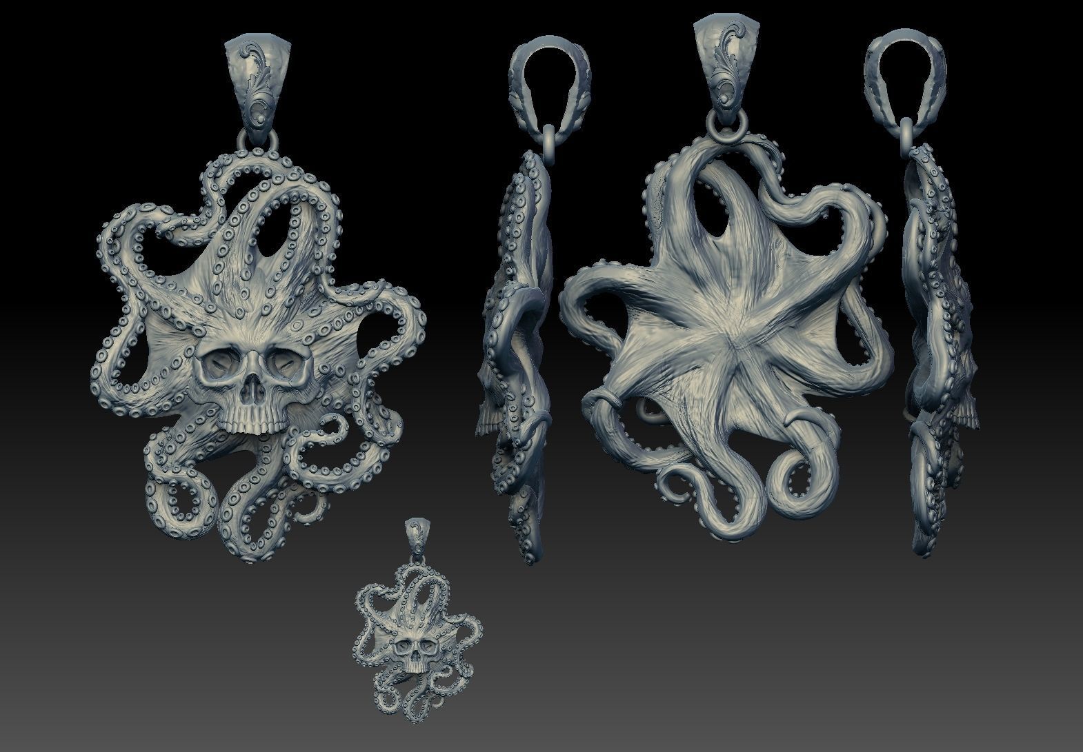 Octopus skull pendant cnc 3d model  3D print model_1
