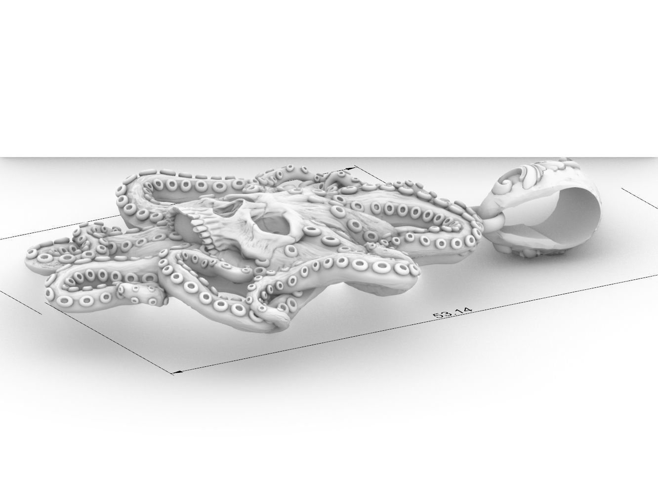 Octopus skull pendant cnc 3d model  3D print model_4