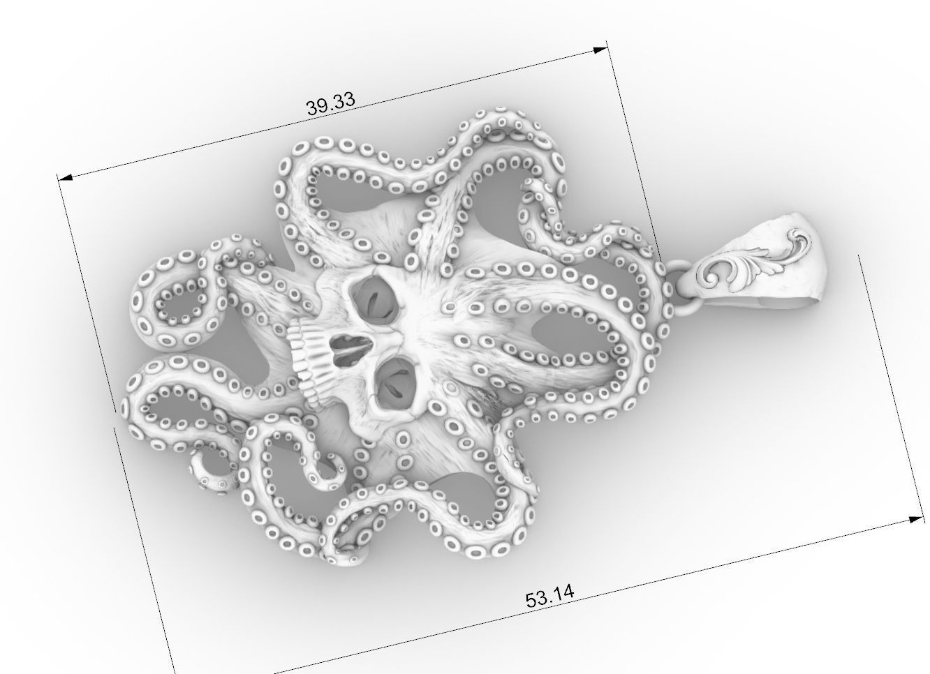 Octopus skull pendant cnc 3d model  3D print model_12