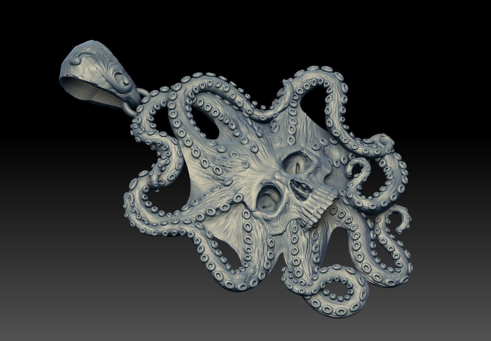 Octopus skull pendant cnc 3d model  3D print model_10