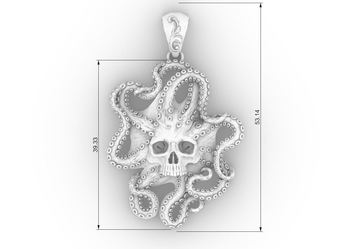 Octopus skull pendant cnc 3d model  3D print model_3