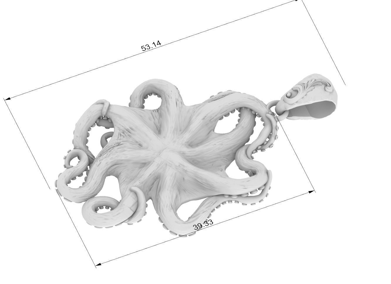 Octopus skull pendant cnc 3d model  3D print model_8