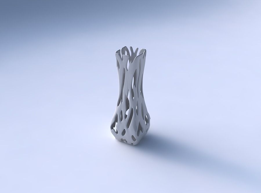 Vase larger opening rectangle with smooth cuts 3D print model_3
