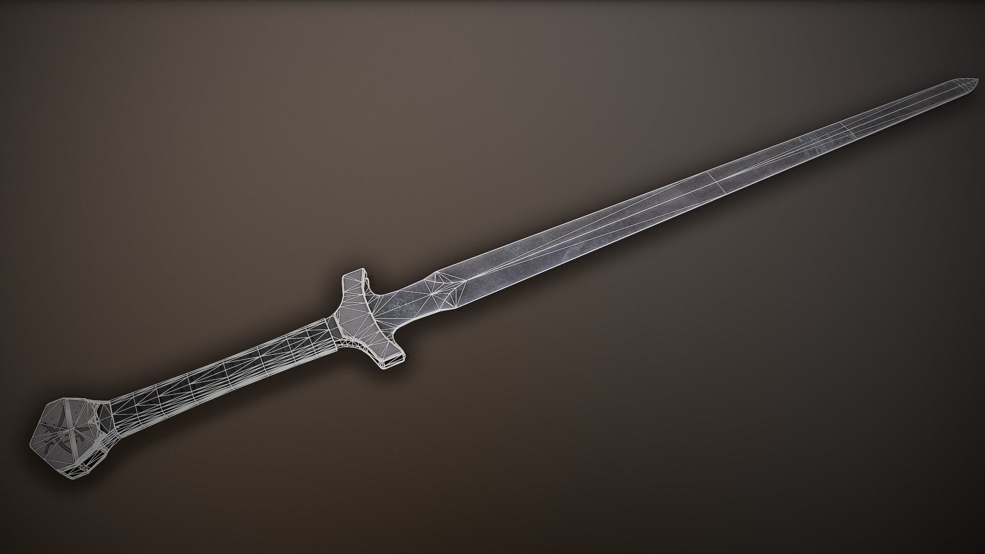 Post-Apocalyptic Bastard Sword Low-poly 3D model_1