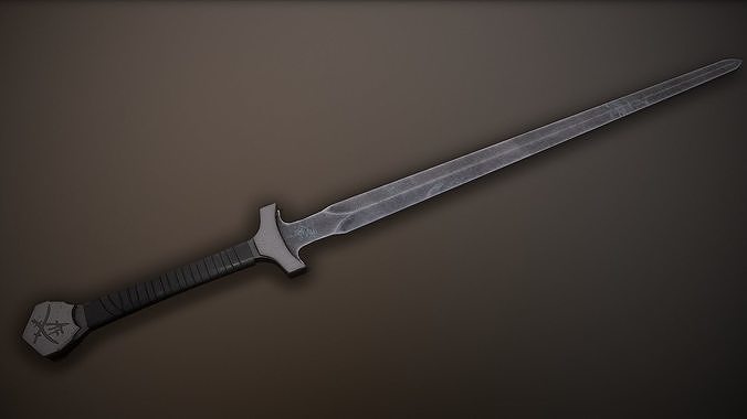Post-Apocalyptic Bastard Sword Low-poly 3D model