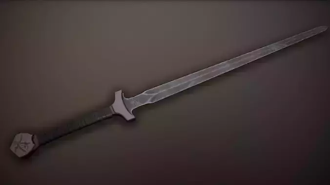 Post-Apocalyptic Bastard Sword Low-poly 3D model