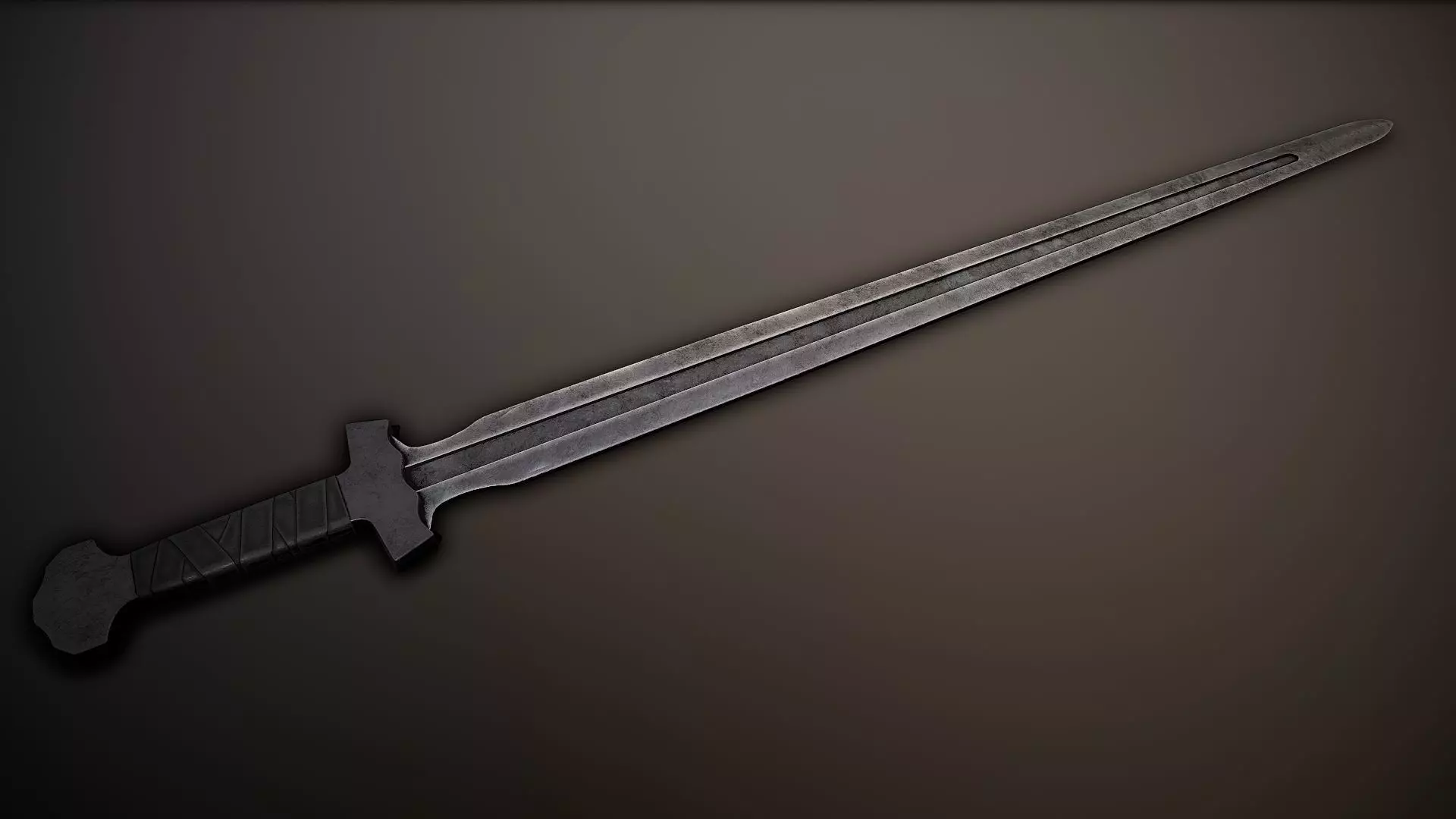 Post-Apocalyptic Broadsword Low-poly 3D model_0