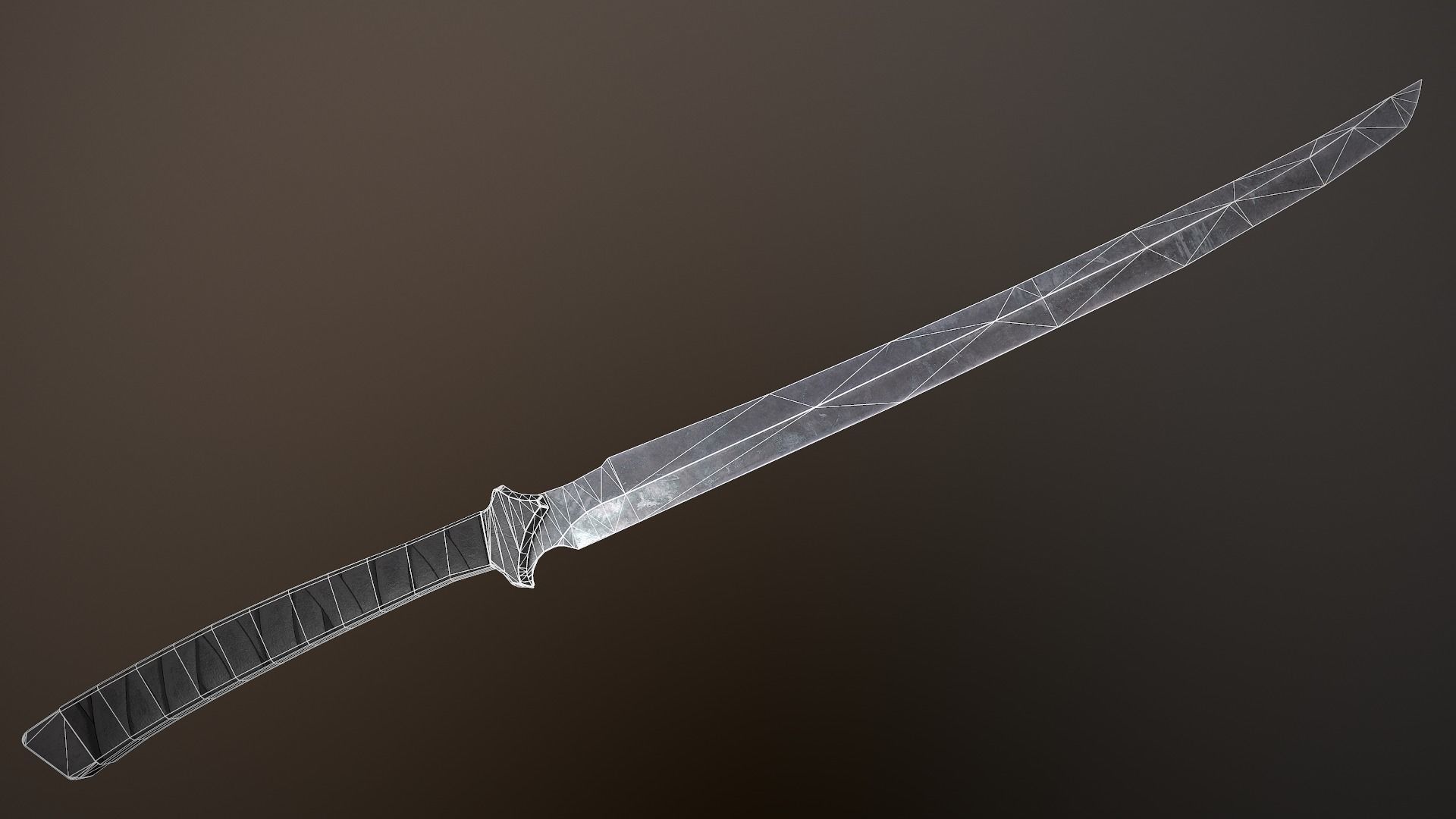 Post Apocalyptic Katana Low-poly 3D model_1