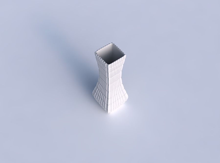Vase larger opening rectangle with strange tiles 3D print model_1