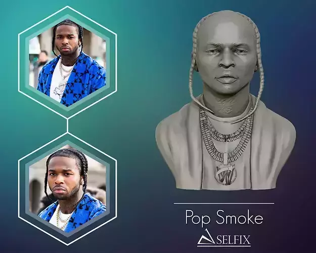 POP SMOKE 3D model portrait sculpture 3D print model