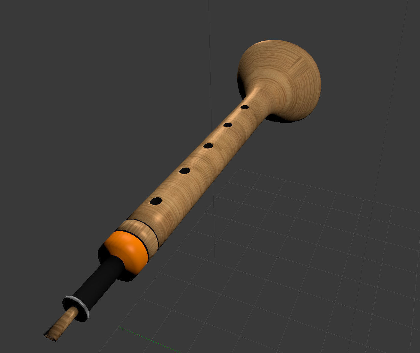 Zurna wooden flute 3D model_1