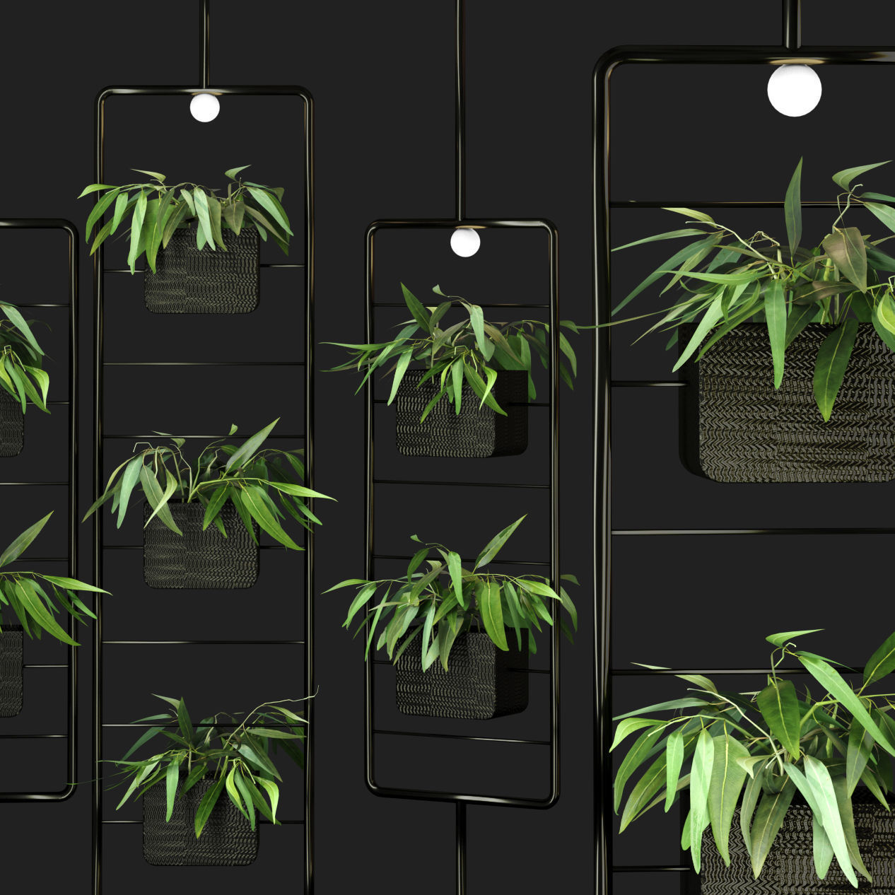 Metal hanging lamp Indoor square Plant pot partition divider 3D model_16