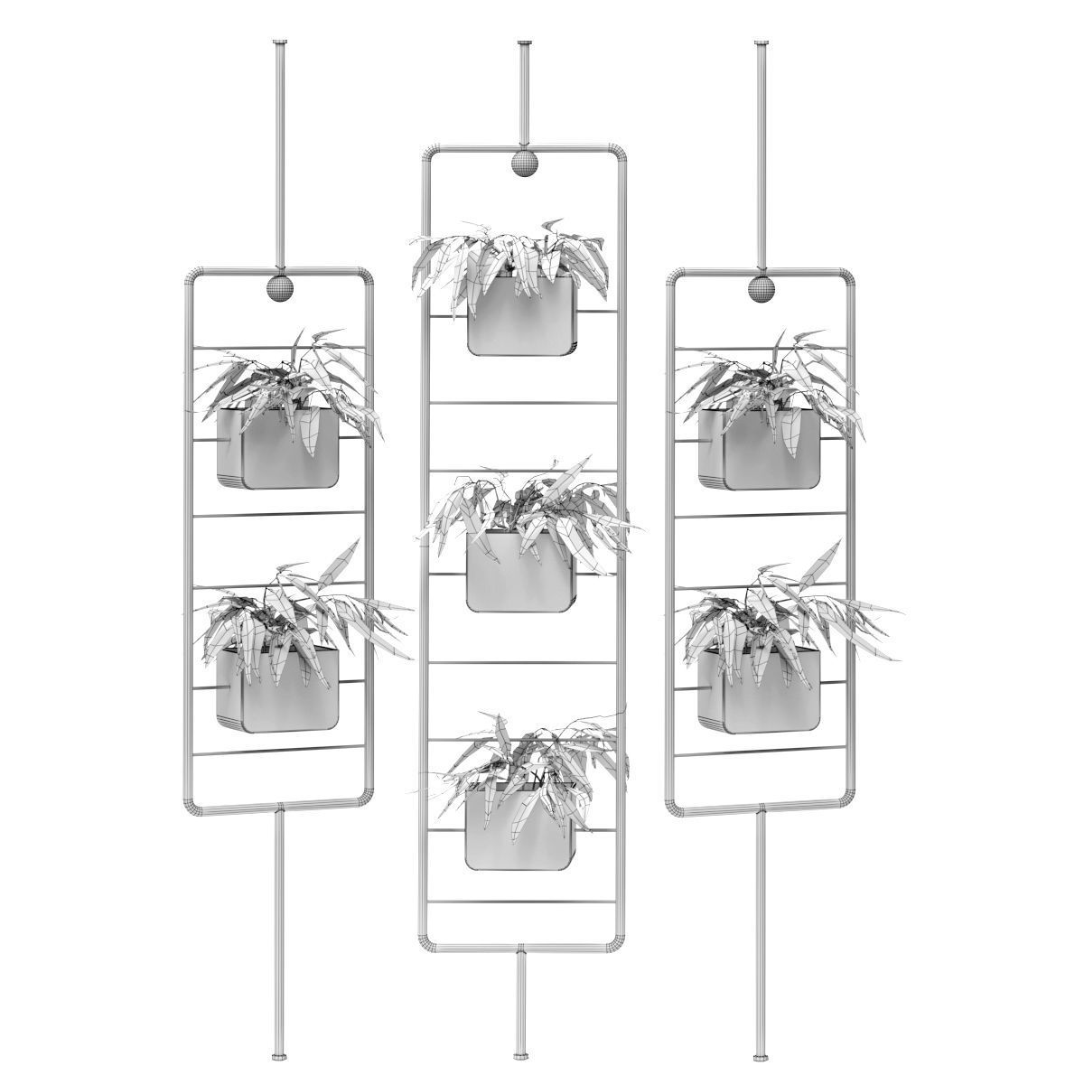 Metal hanging lamp Indoor square Plant pot partition divider 3D model_12
